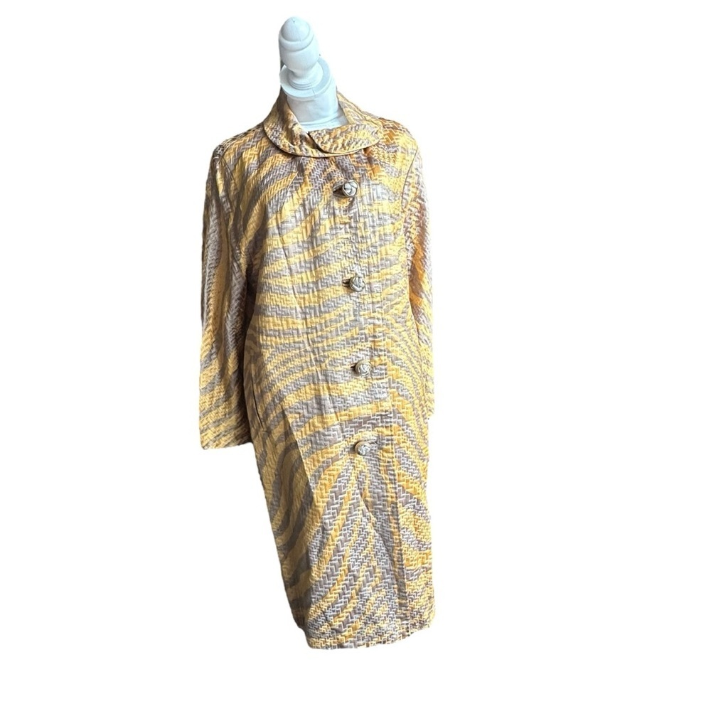 Harada Yellow and Gray Patterned Vintage Coat